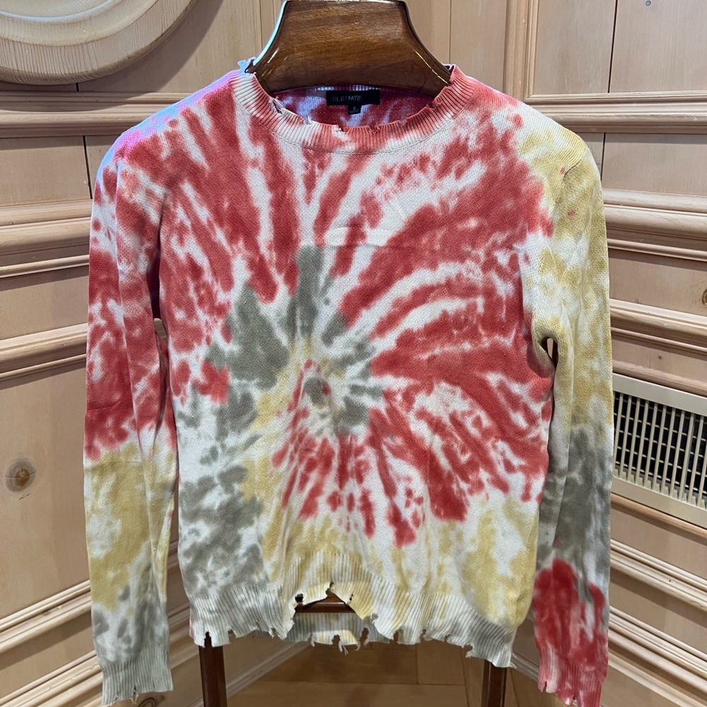 FATE distressed tie dye sweater